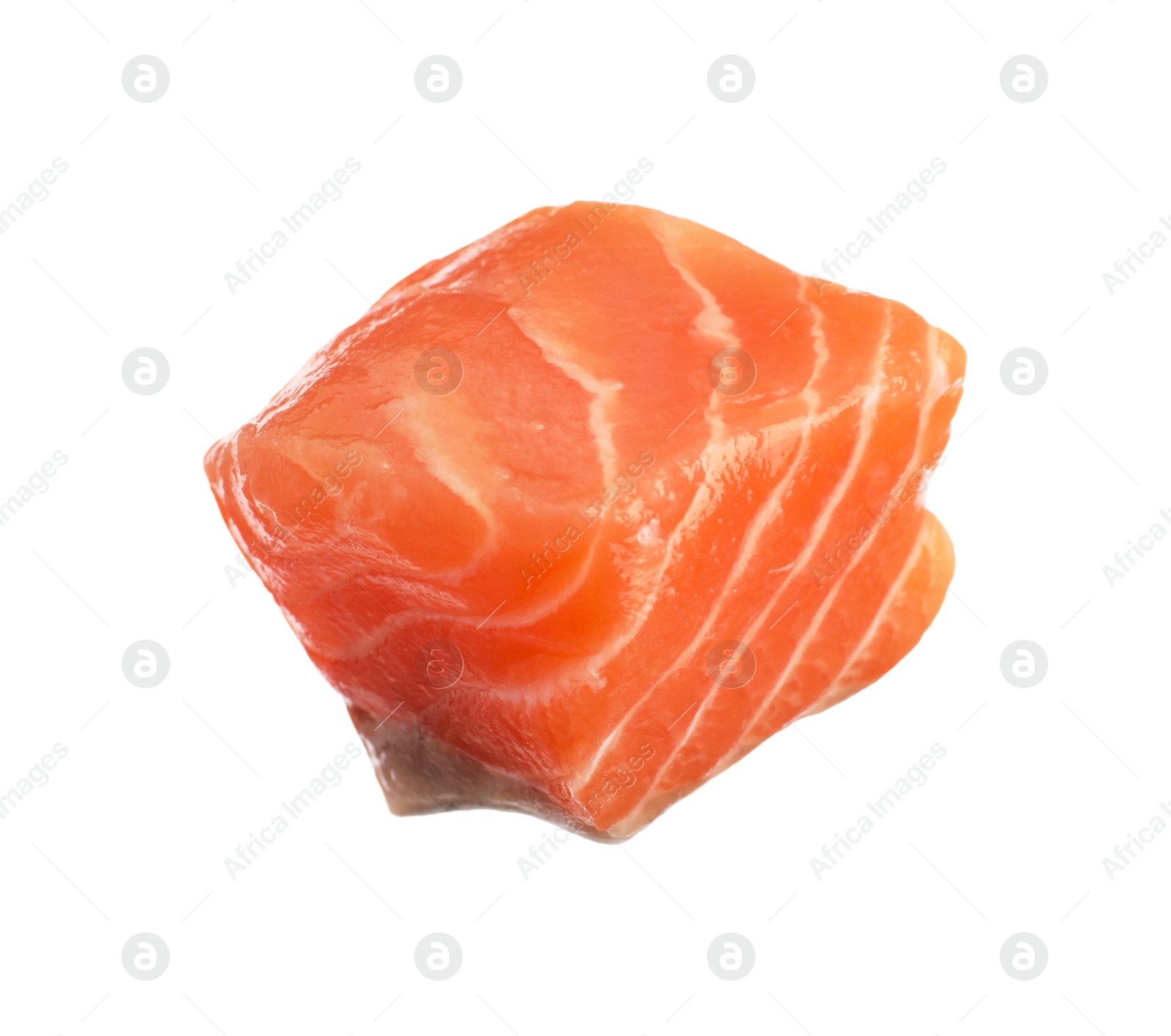 Photo of Piece of fresh raw salmon isolated on white. Fish delicacy