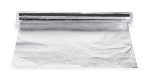 Roll of aluminum foil isolated on white