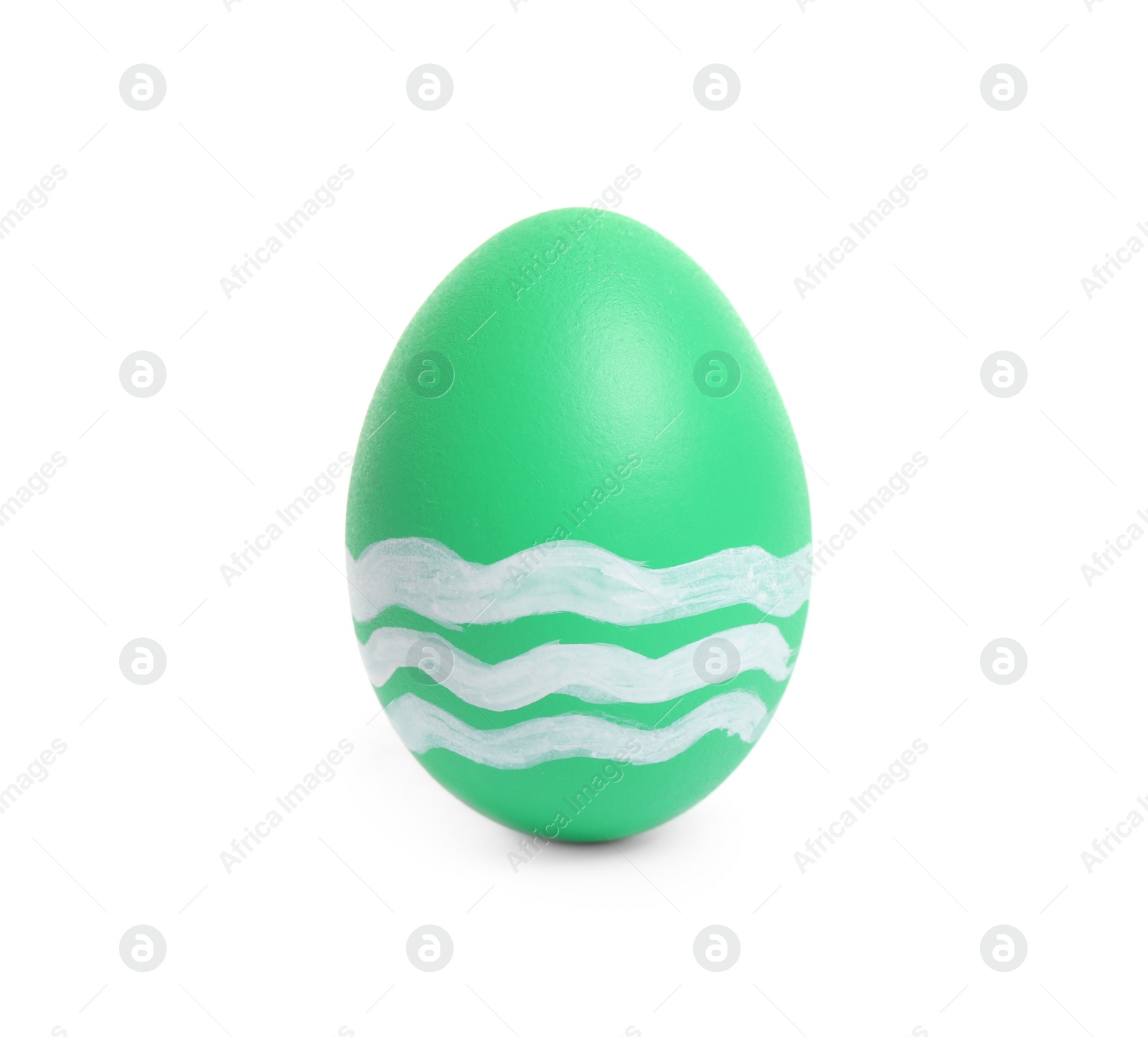 Photo of Green egg for Easter celebration isolated on white