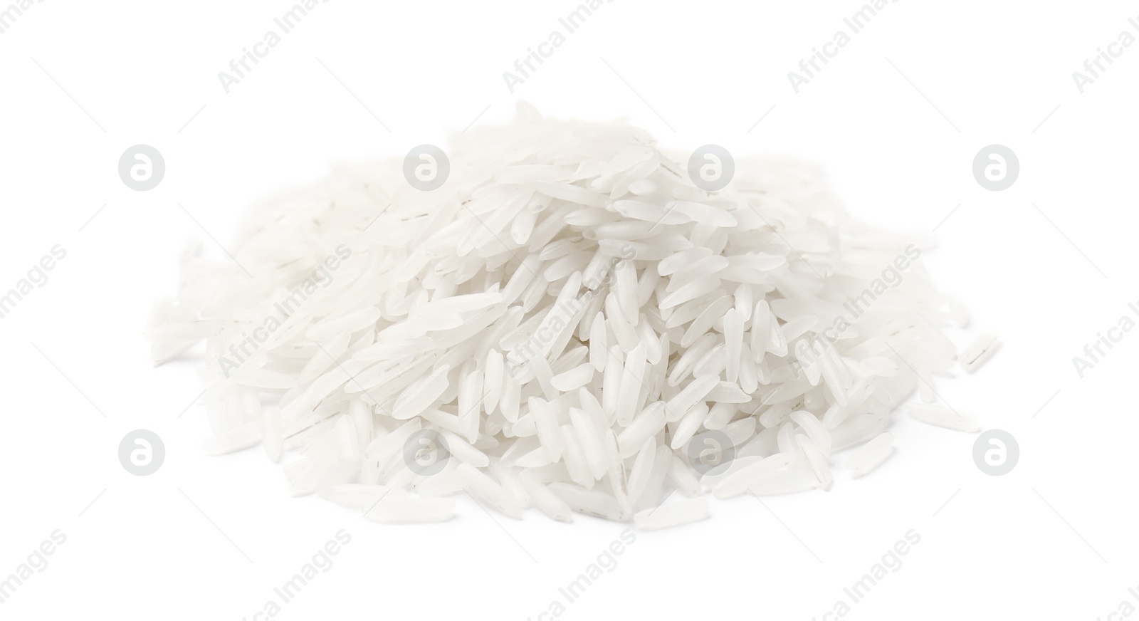 Photo of Pile of raw basmati rice isolated on white