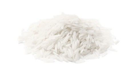 Pile of raw basmati rice isolated on white