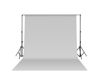 Modern light grey photo background isolated on white. Professional studio equipment