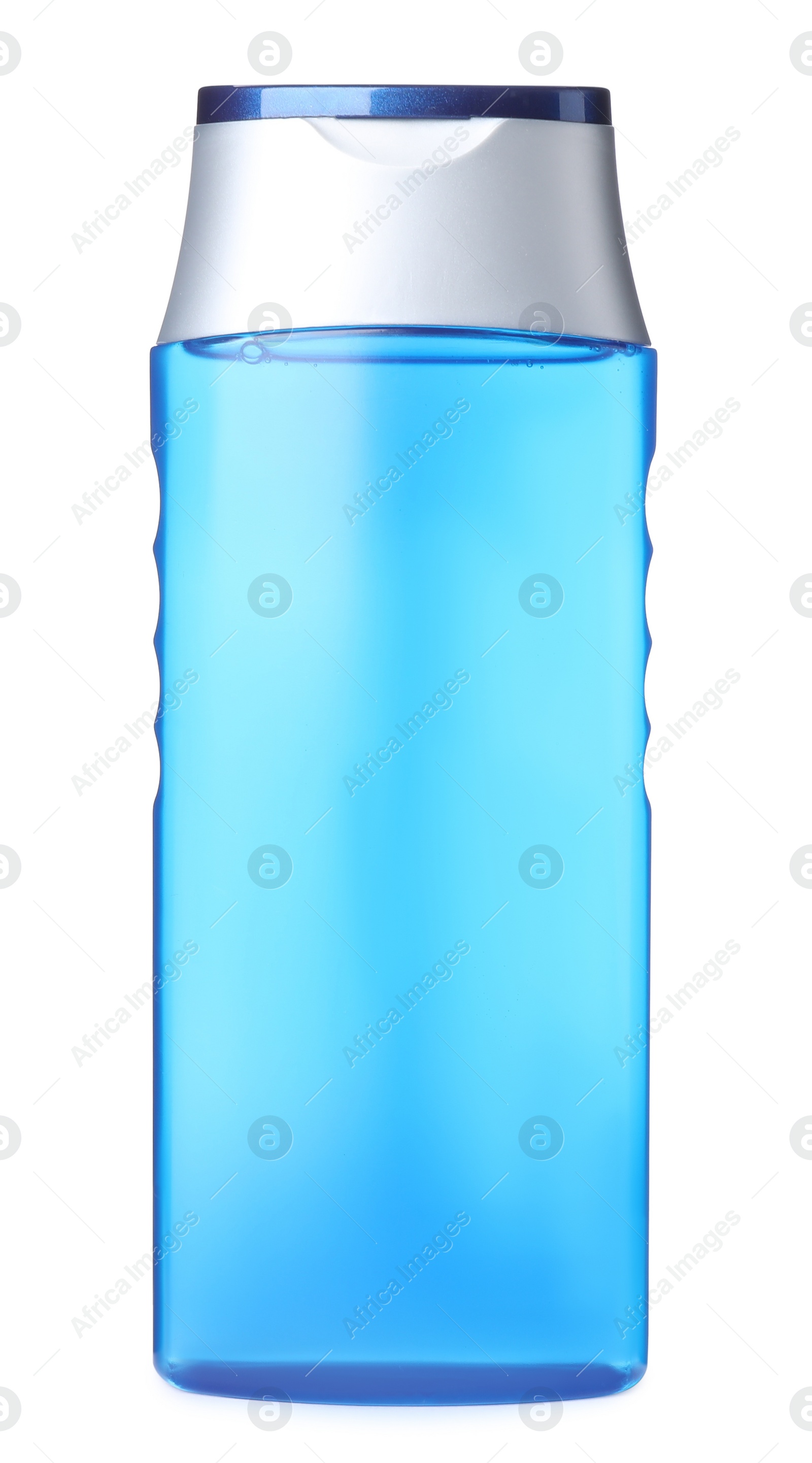 Photo of Blue bottle isolated on white. Men's cosmetics