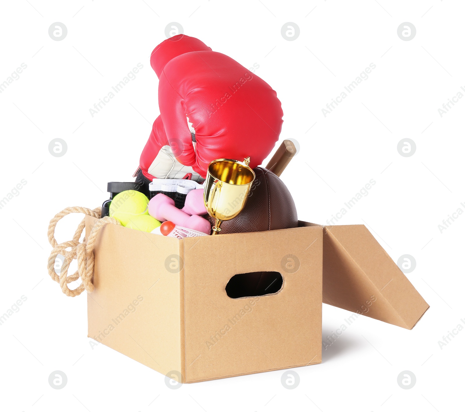 Photo of Box of unwanted stuff isolated on white