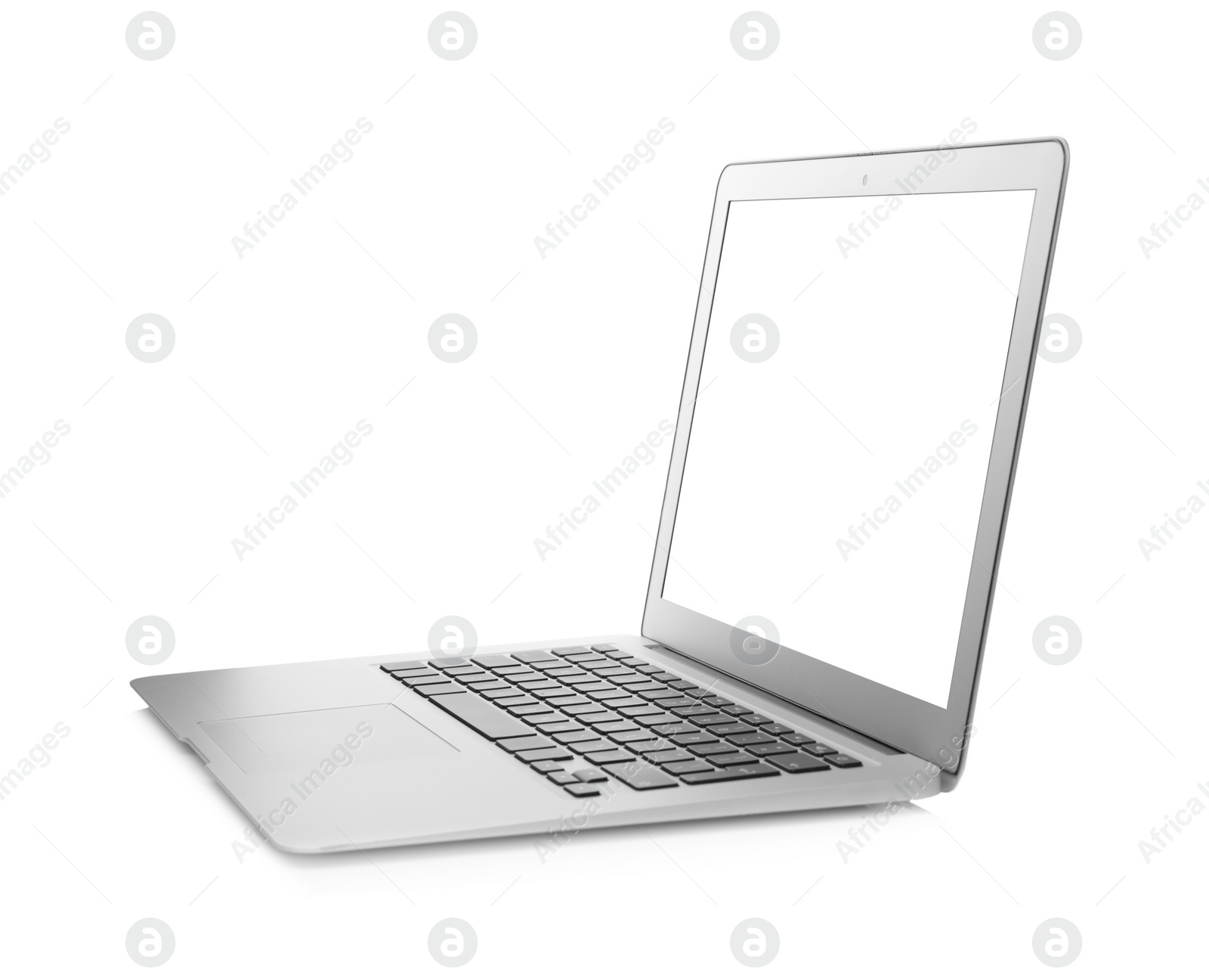 Photo of Laptop with blank screen isolated on white. Mockup for design