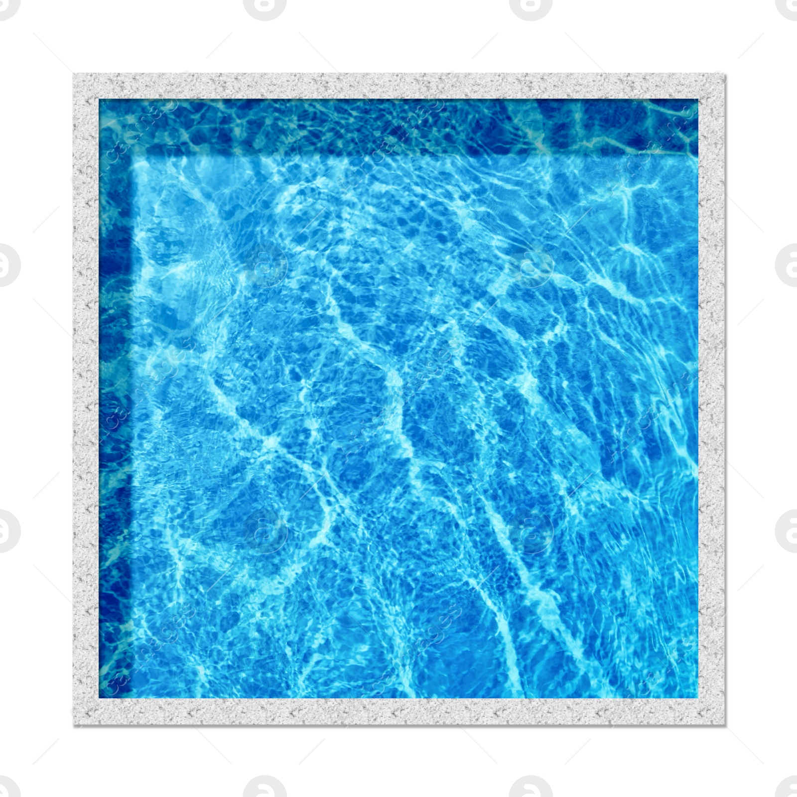 Image of Square shaped swimming pool on white background, top view