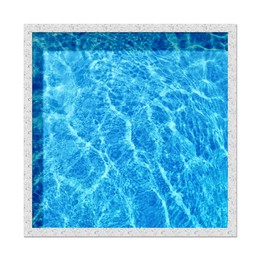 Image of Square shaped swimming pool on white background, top view