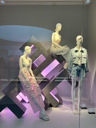 Warsaw, Poland - July 26, 2022: Display of fashion store in shopping mall