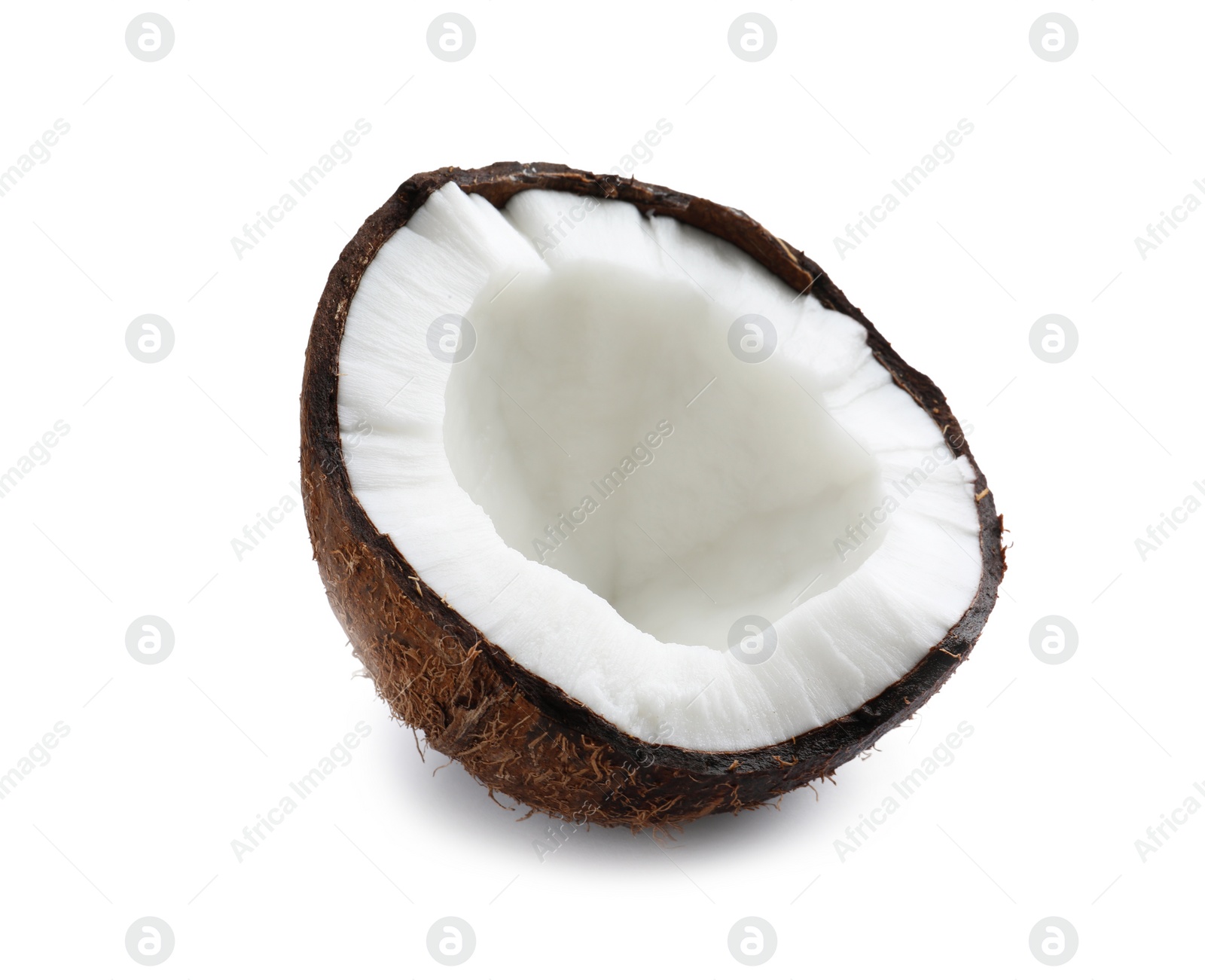 Photo of Half of ripe coconut isolated on white