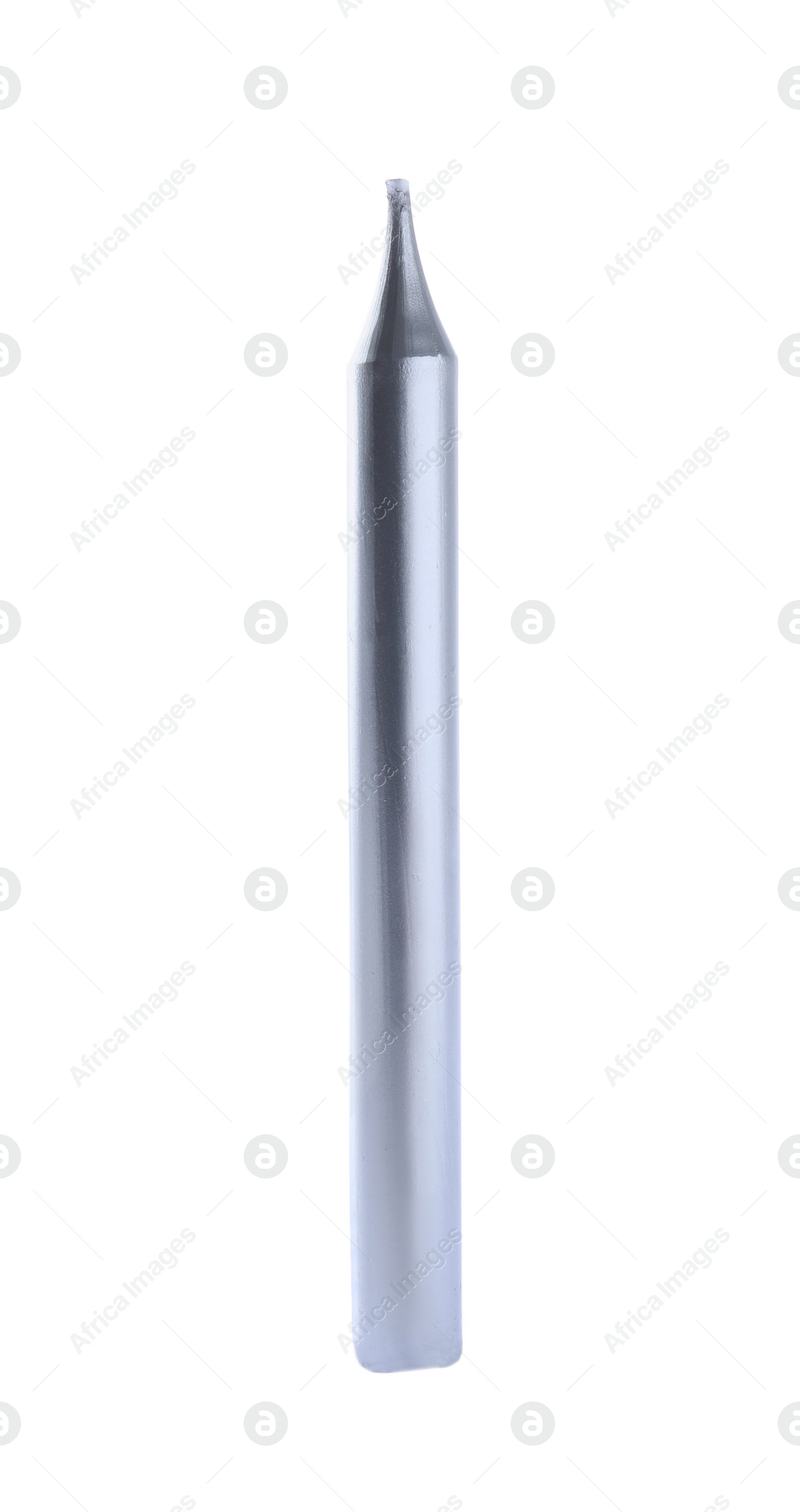 Photo of Thin silver birthday candle isolated on white