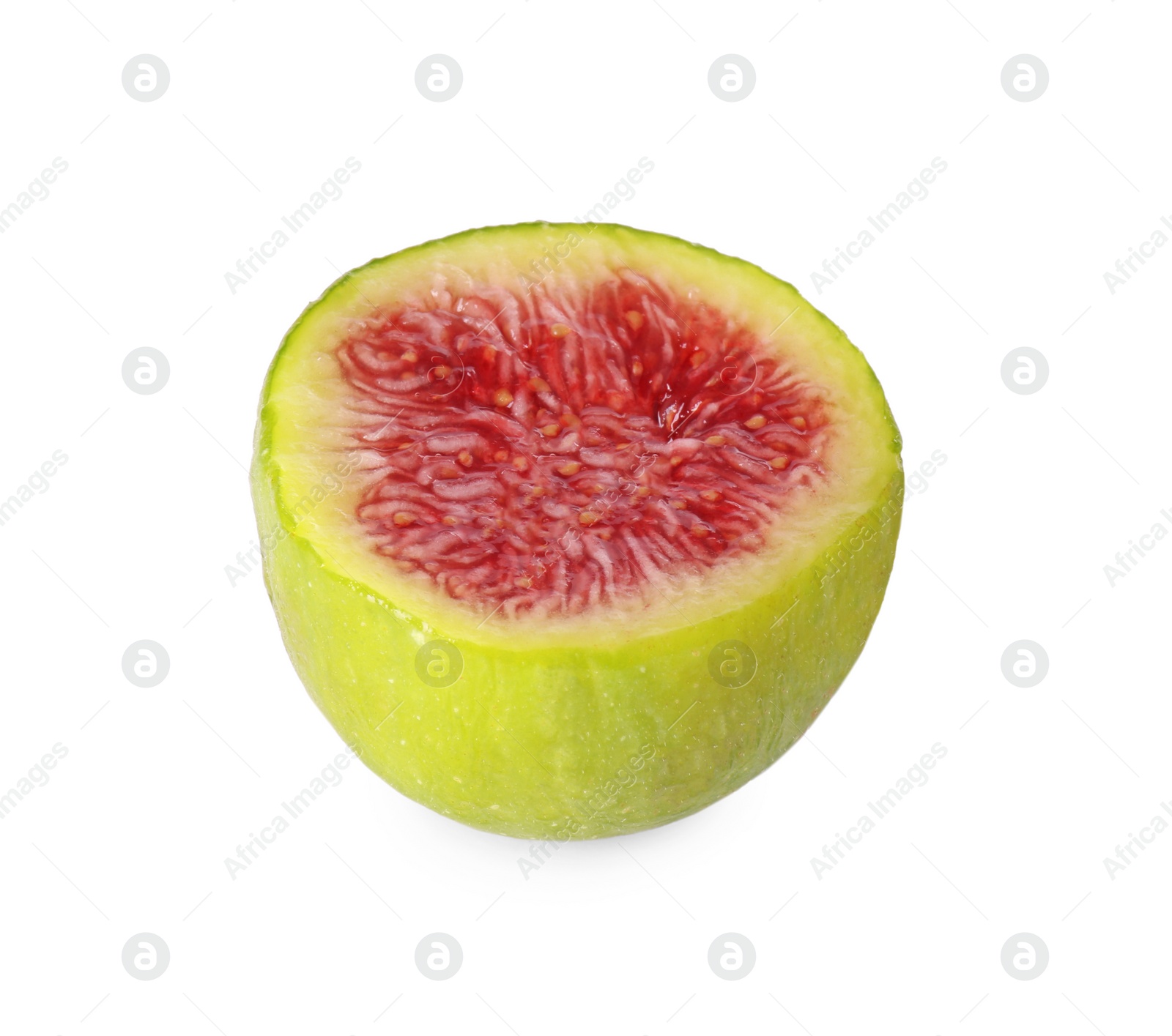 Photo of Half of fresh green fig isolated on white