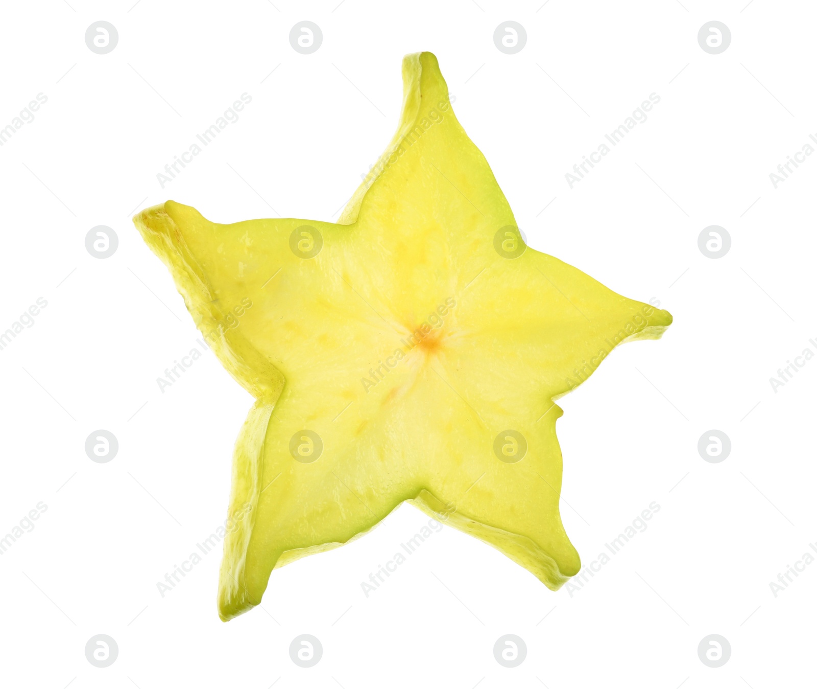 Photo of Slice of juicy carambola on white background