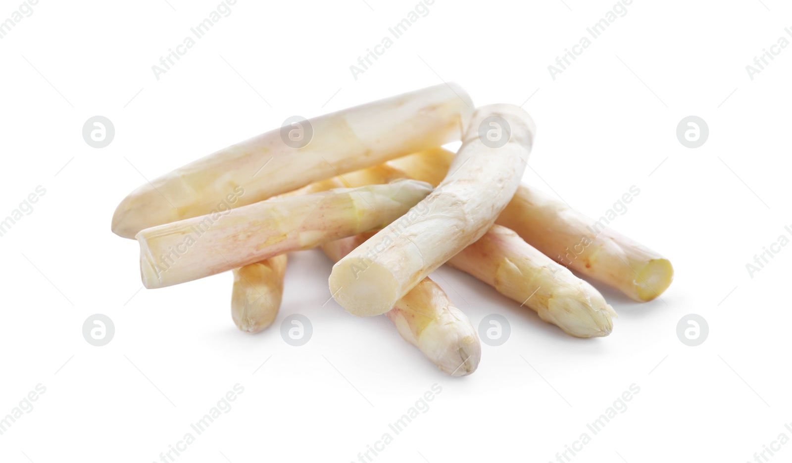 Photo of Pile of fresh raw asparagus isolated on white