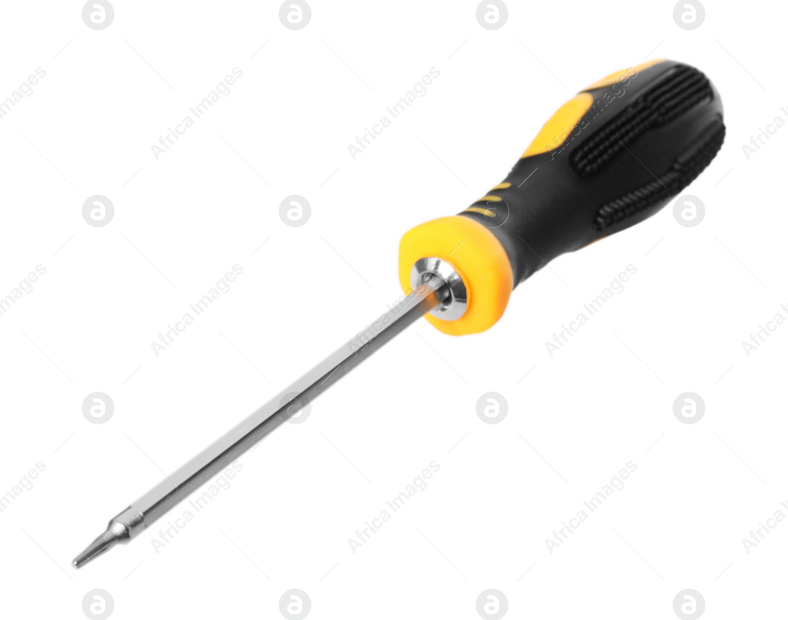 Photo of One screwdriver with color handle isolated on white