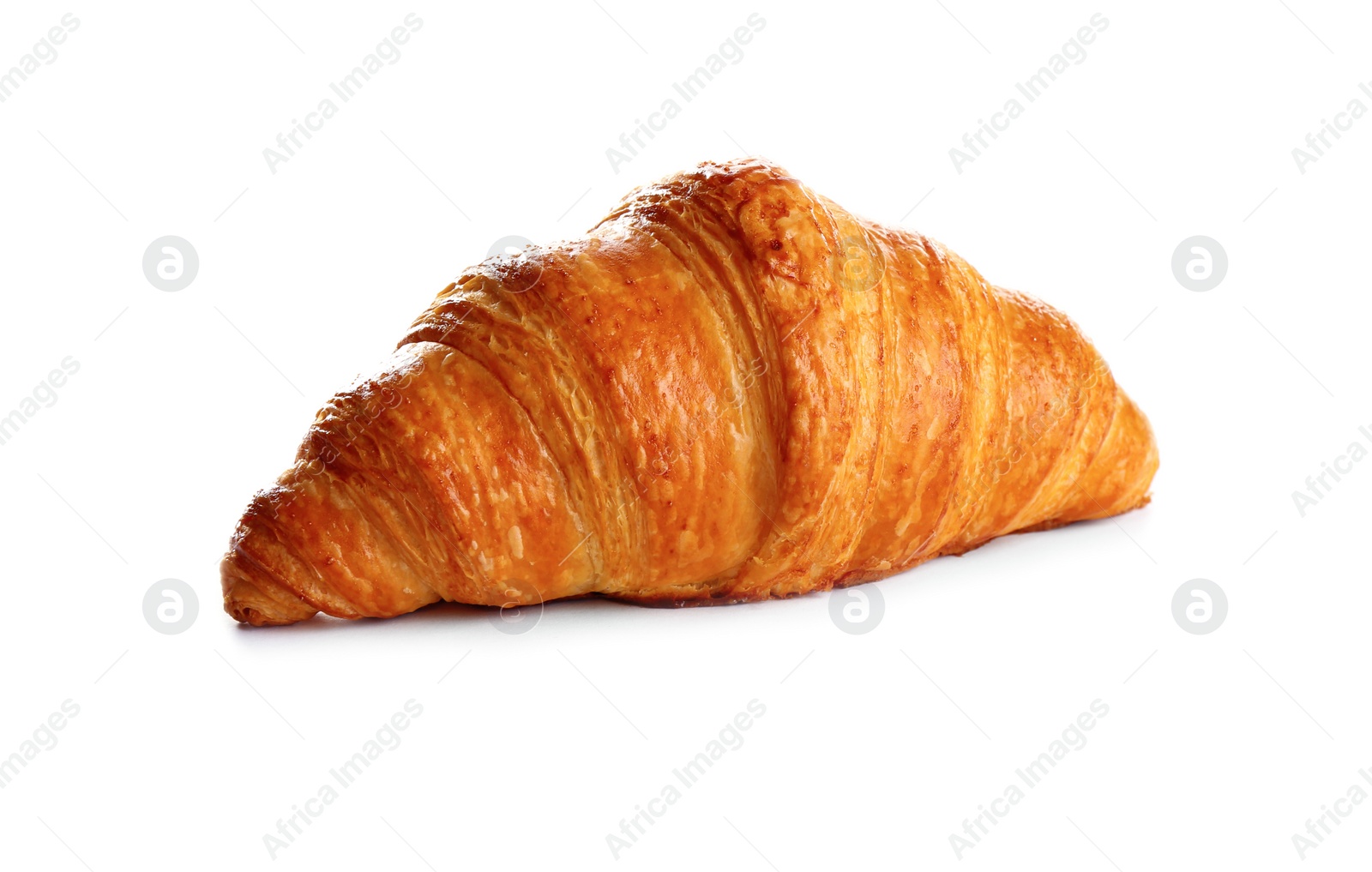 Photo of Fresh tasty croissant on white background. French pastry