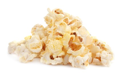 Fresh popcorn isolated on white. Tasty snack