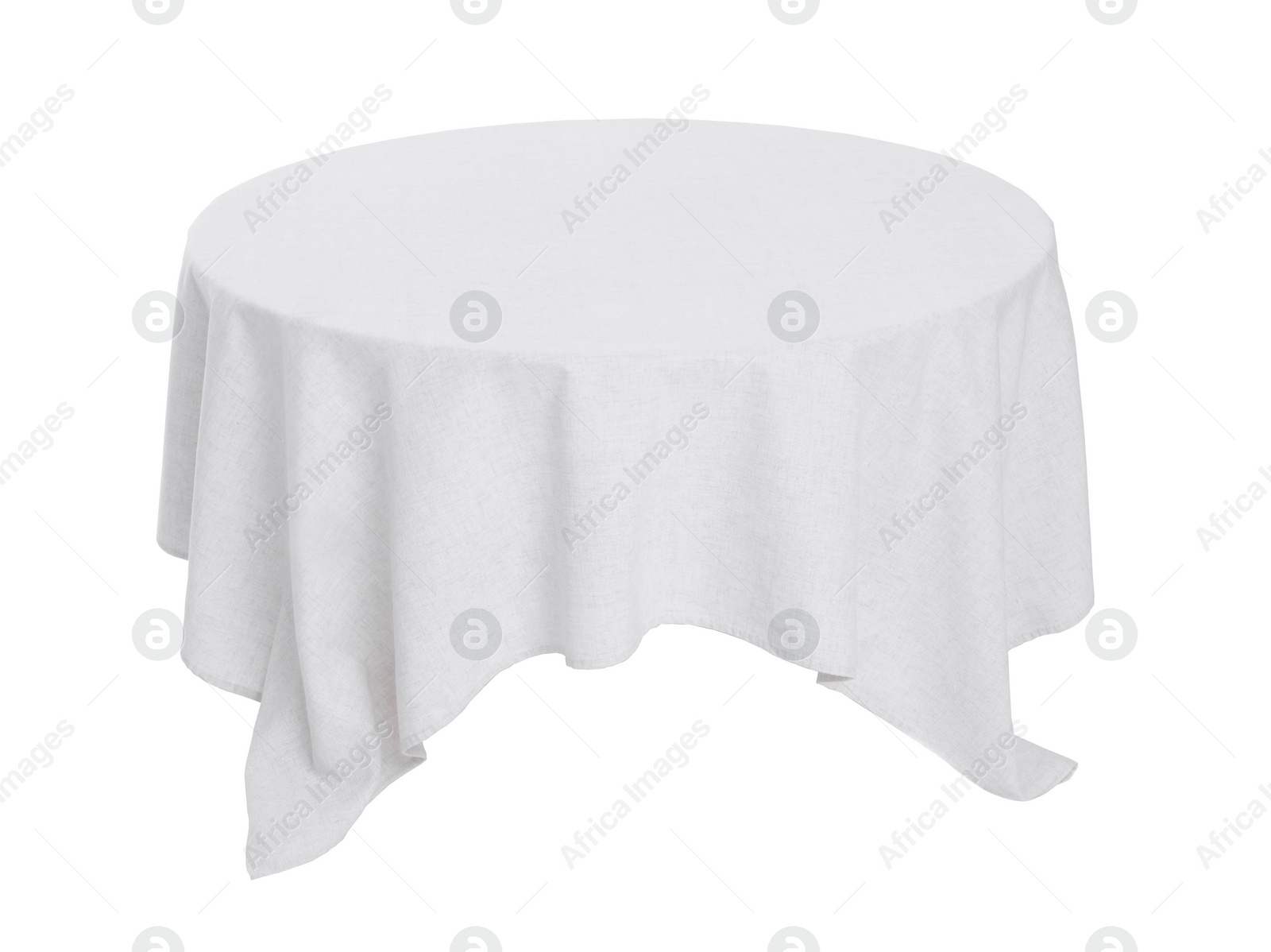 Photo of Table with white tablecloth isolated on white