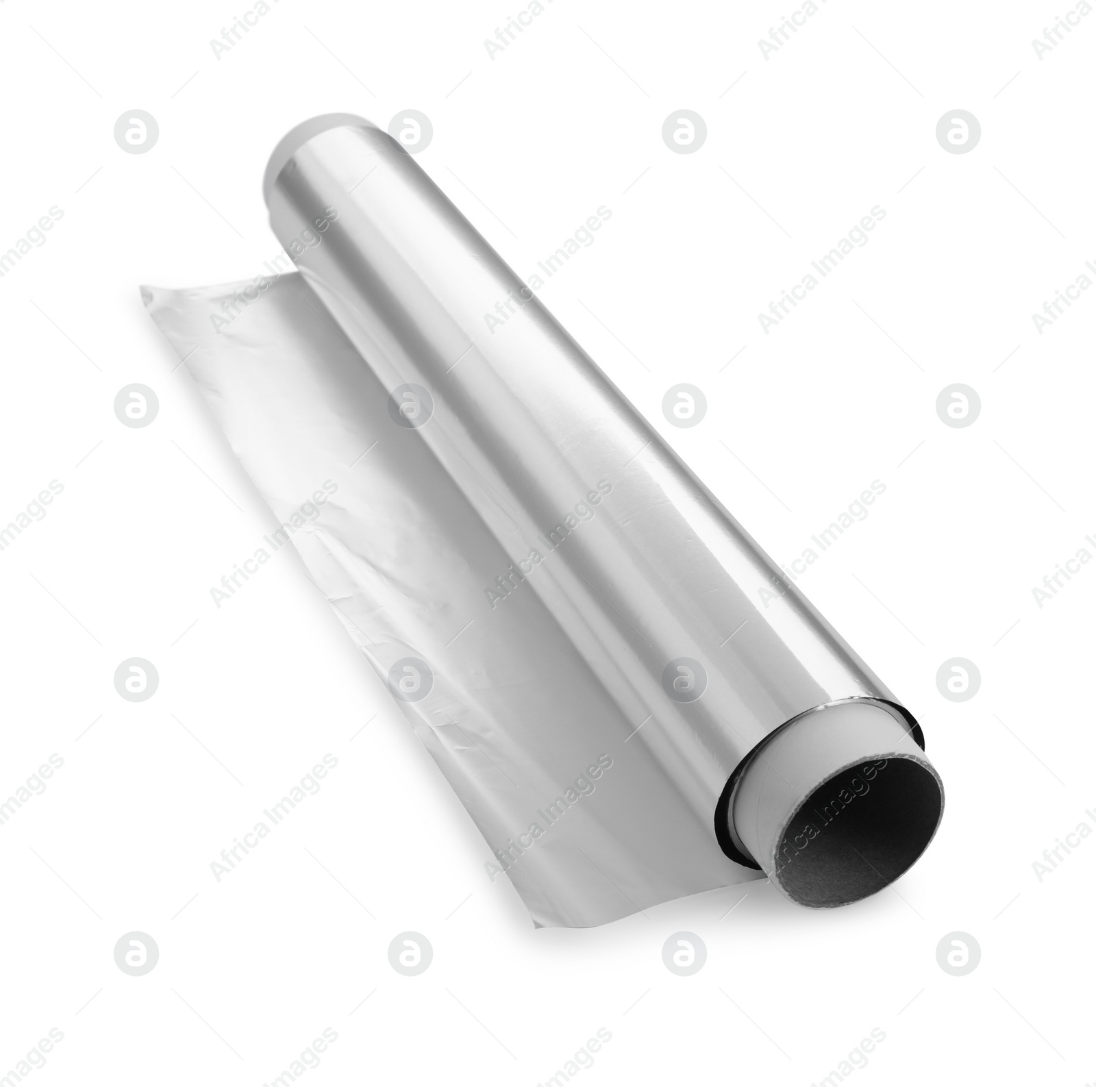 Photo of One roll of aluminum foil isolated on white