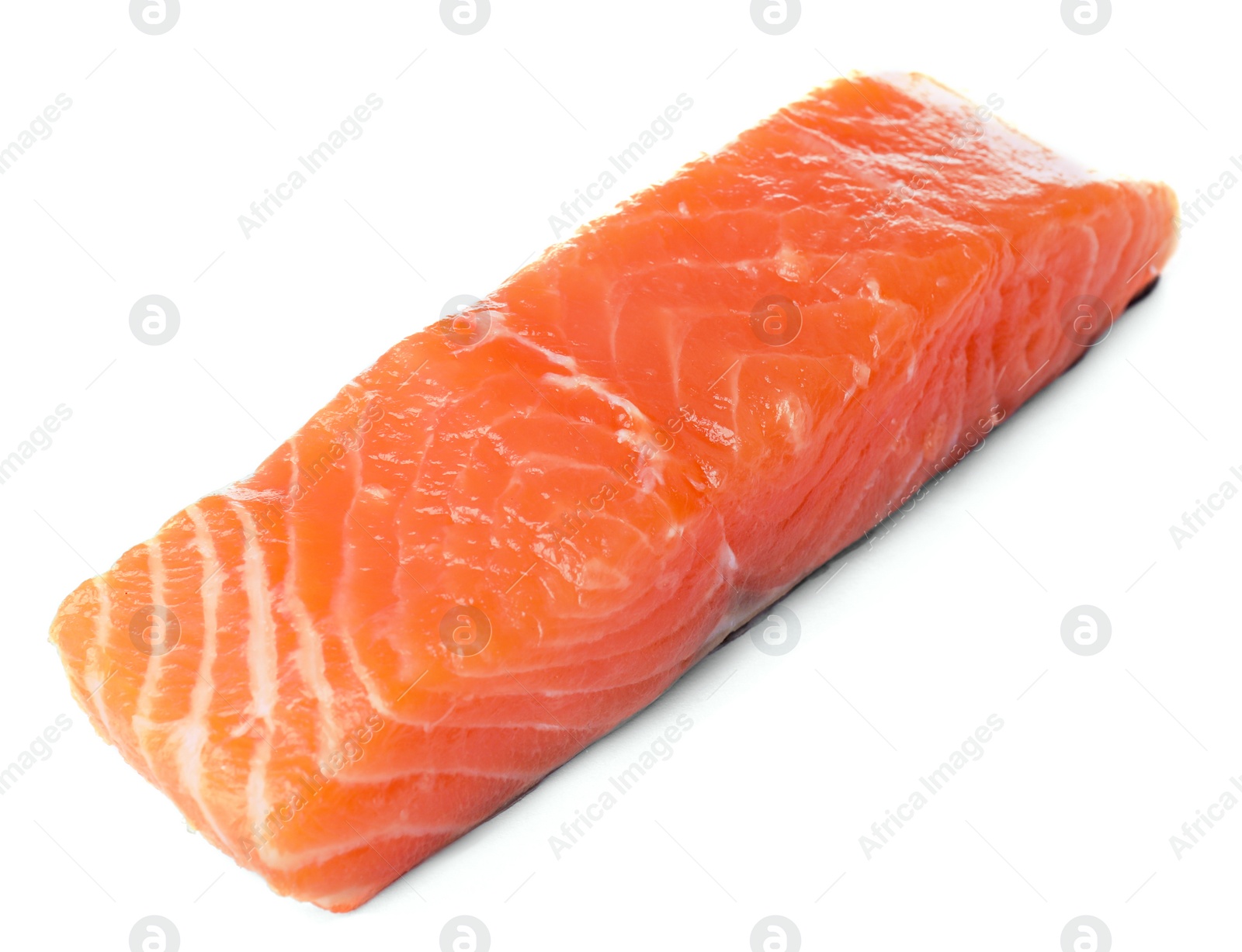 Photo of Piece of fresh raw salmon isolated on white