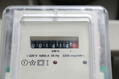 Photo of Closeup view of electric meter. Measuring device