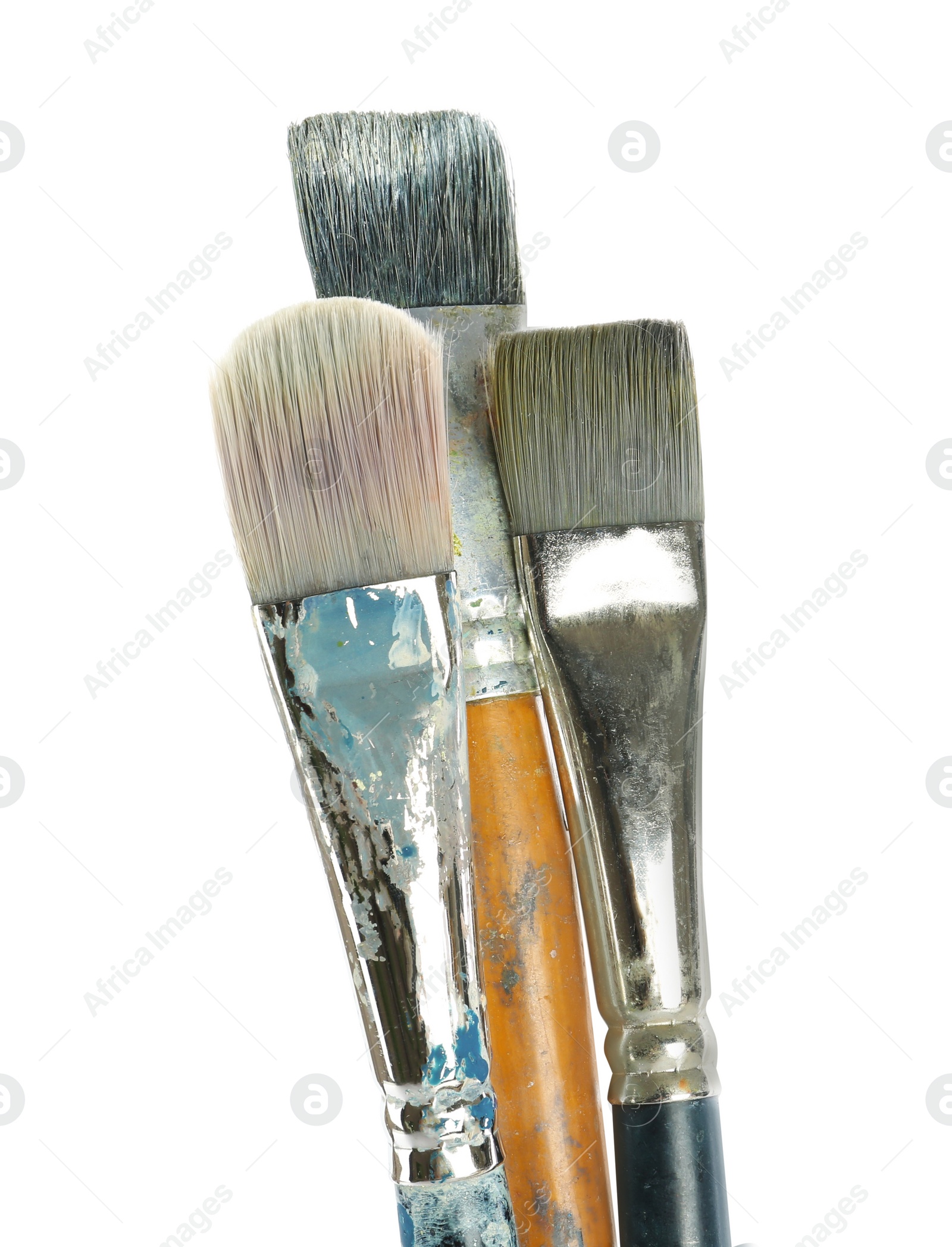 Photo of Set of paintbrushes on white background. Art supplies