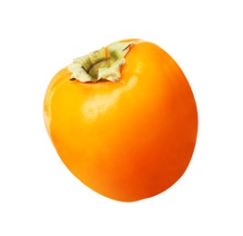 Photo of One fresh persimmon fruit isolated on white