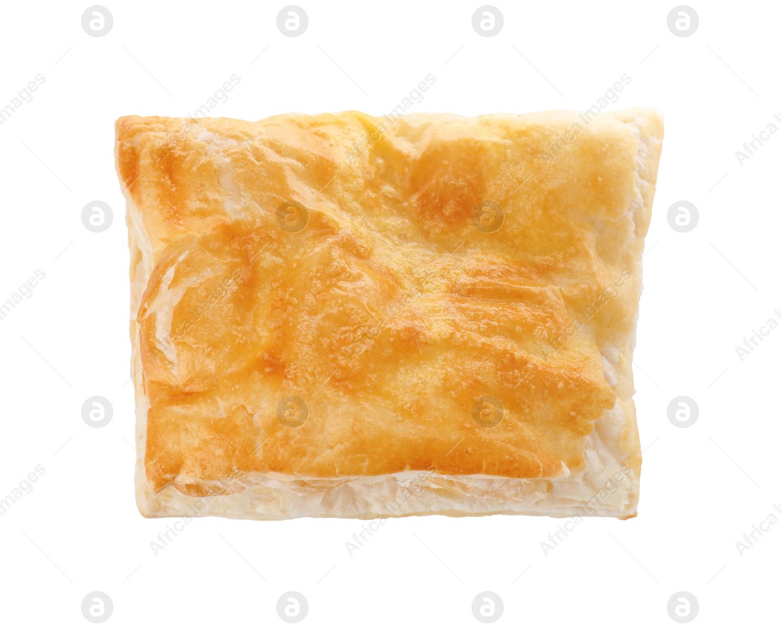 Photo of Delicious fresh puff pastry isolated on white, top view