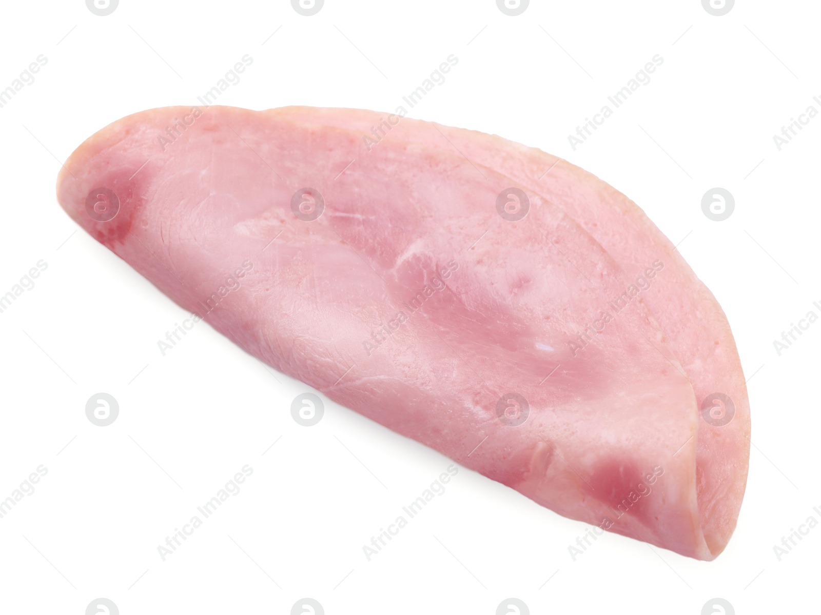 Photo of Slice of tasty ham isolated on white