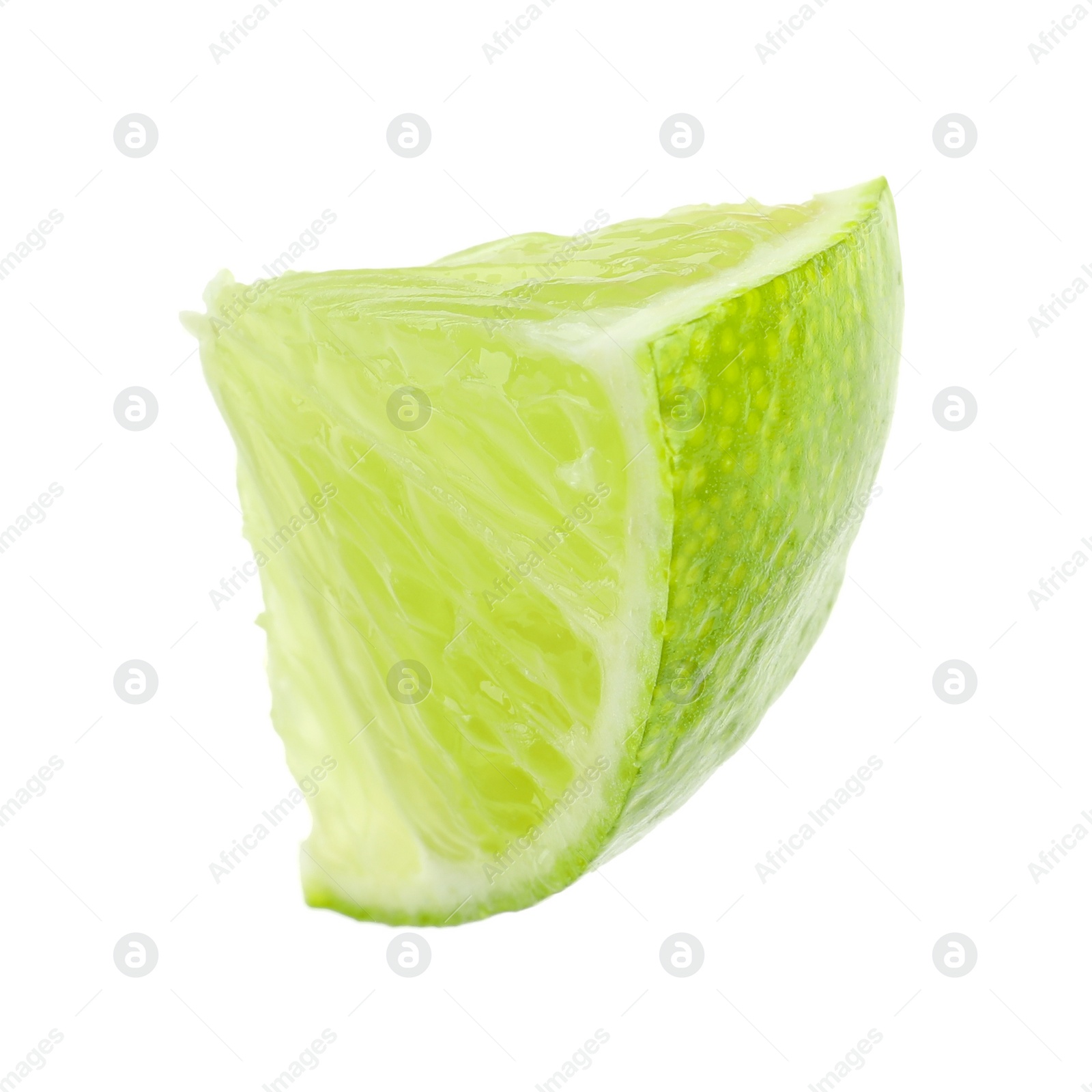 Photo of Piece of fresh green ripe lime isolated on white