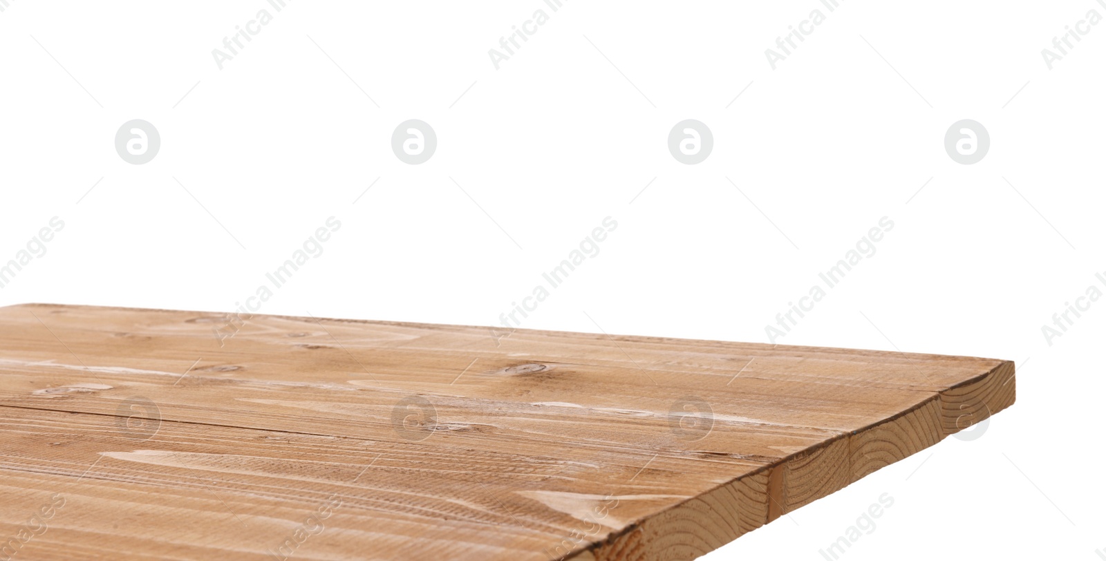 Photo of Empty light brown wooden table isolated on white