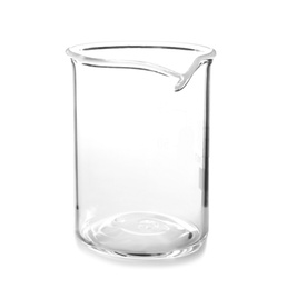 Empty beaker on white background. Laboratory analysis equipment