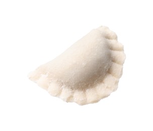 Raw dumpling (varenyk) with tasty filling isolated on white
