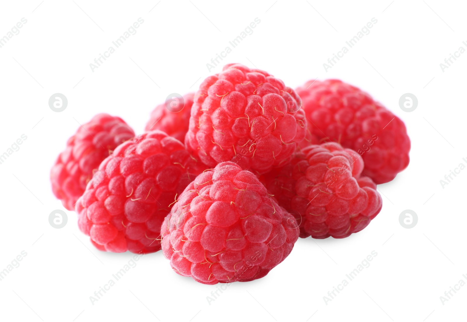 Photo of Delicious sweet ripe raspberries isolated on white