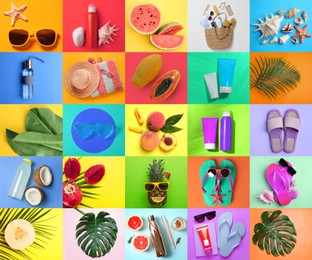 Image of Bright collage with beach accessories and other summer stuff