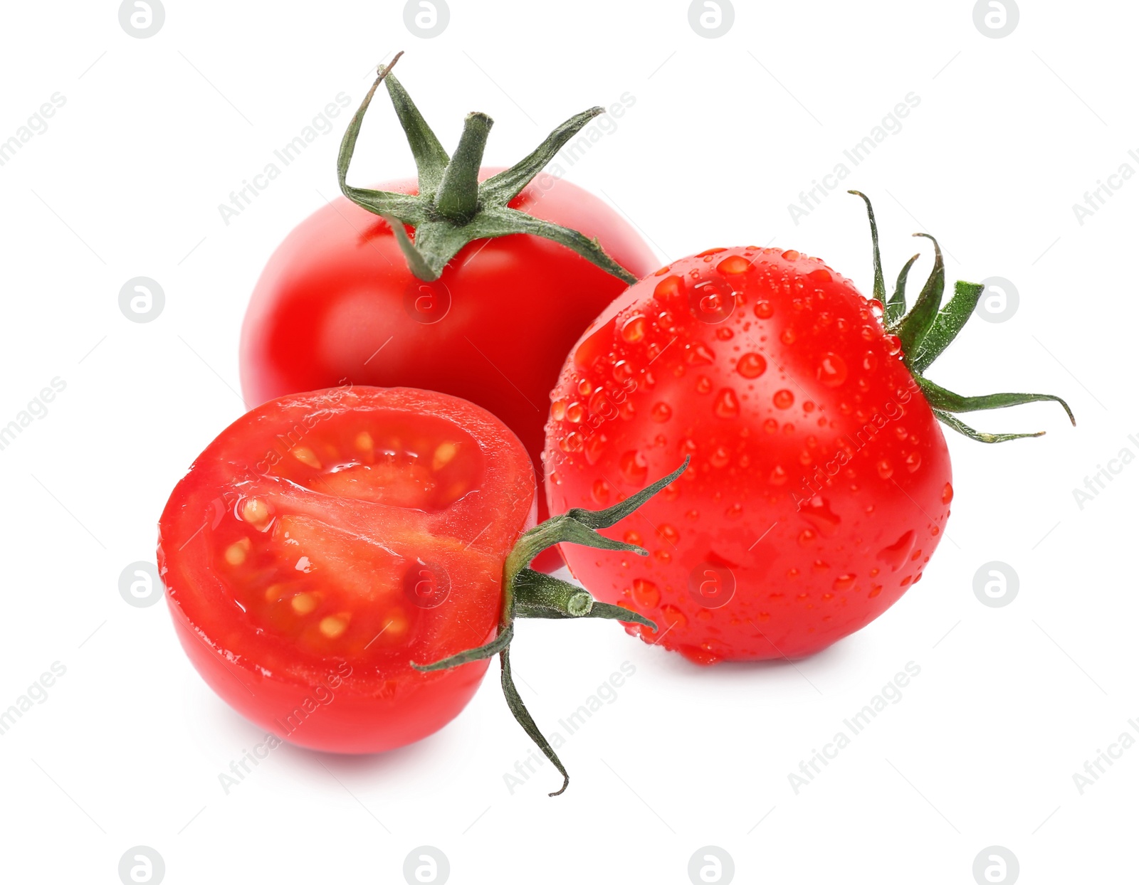 Image of Fresh ripe red tomatoes on white background