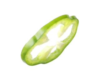 Photo of Cut fresh bell pepper on white background