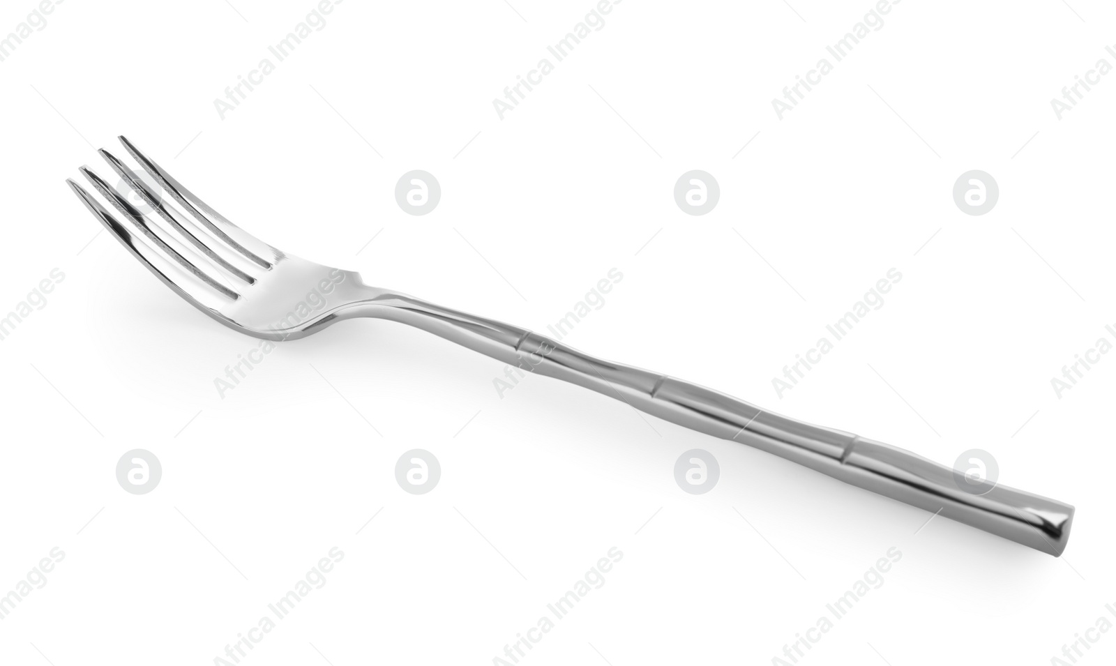 Photo of One shiny metal fork isolated on white