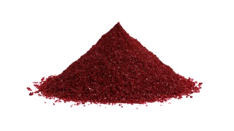Photo of Heap of dark red food coloring isolated on white