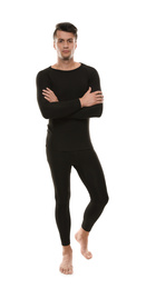 Photo of Man wearing thermal underwear isolated on white