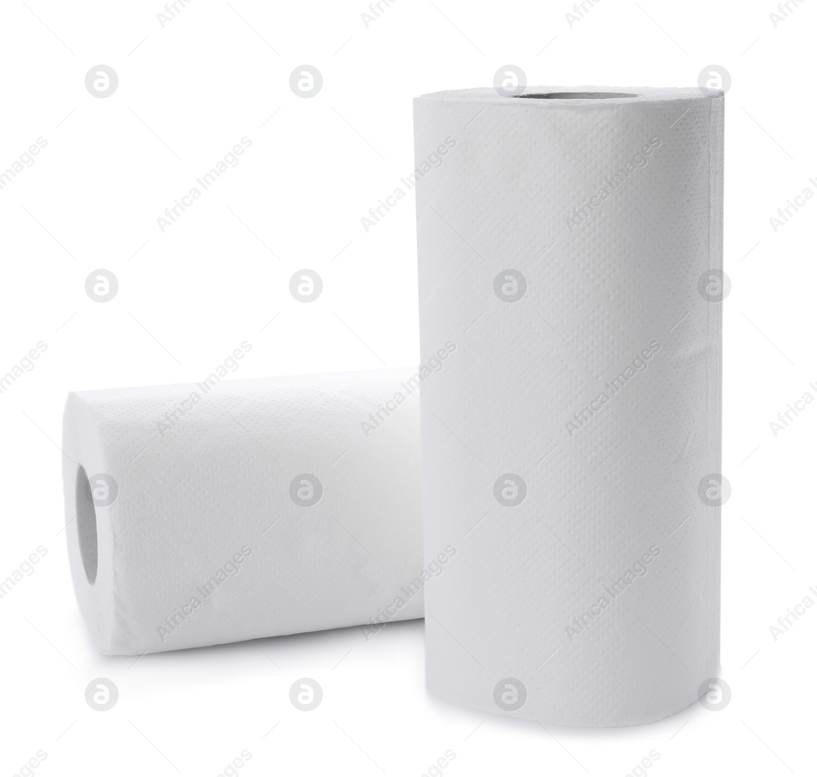 Photo of Rolls of paper towels isolated on white