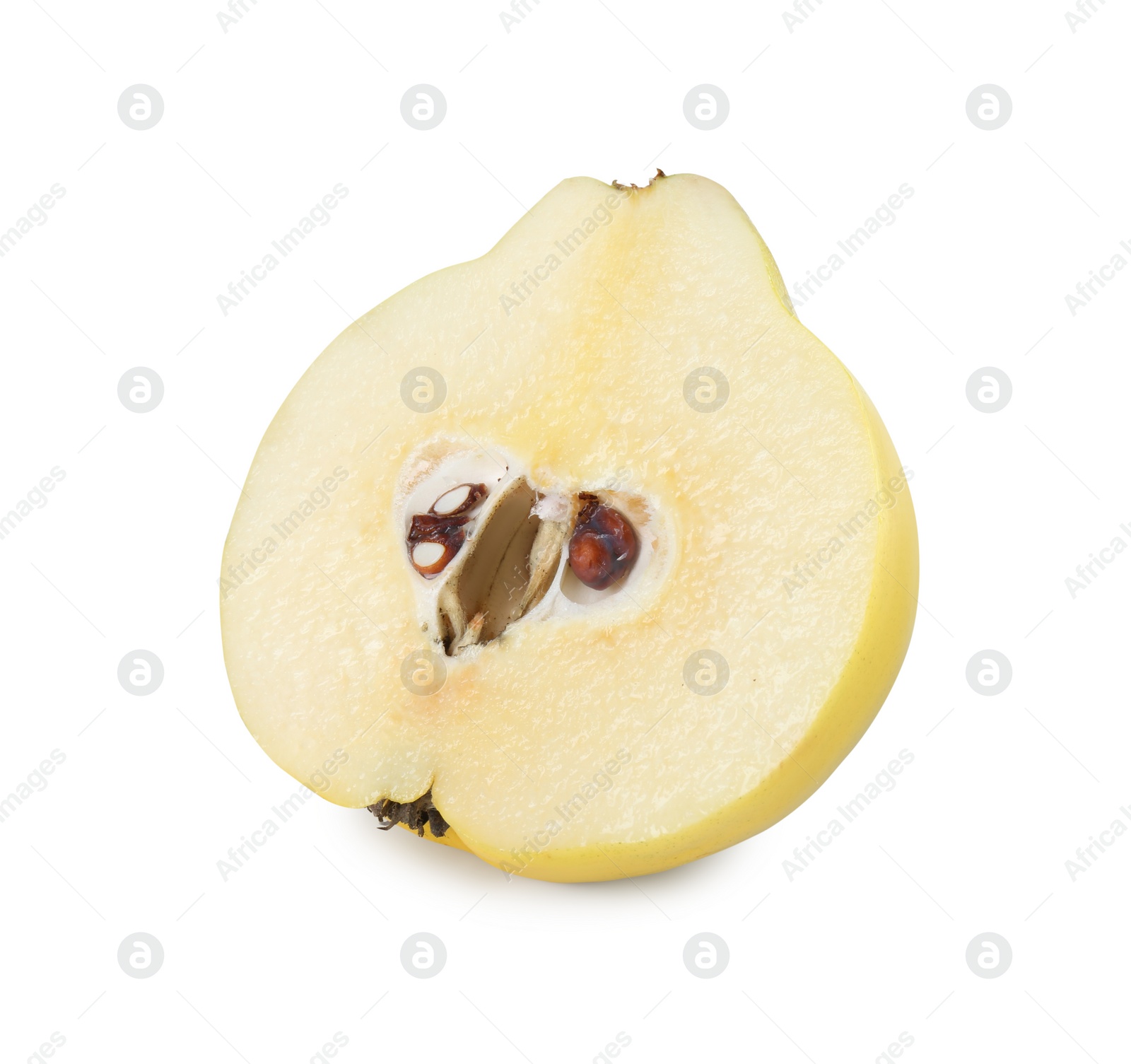 Photo of Half of fresh ripe quince isolated on white