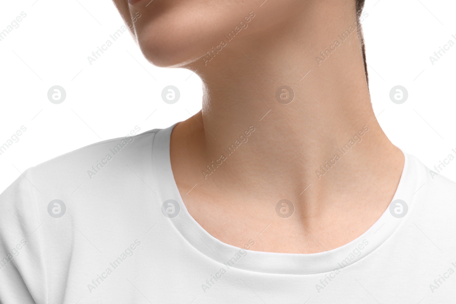 Photo of Beauty concept. Woman on white background, closeup