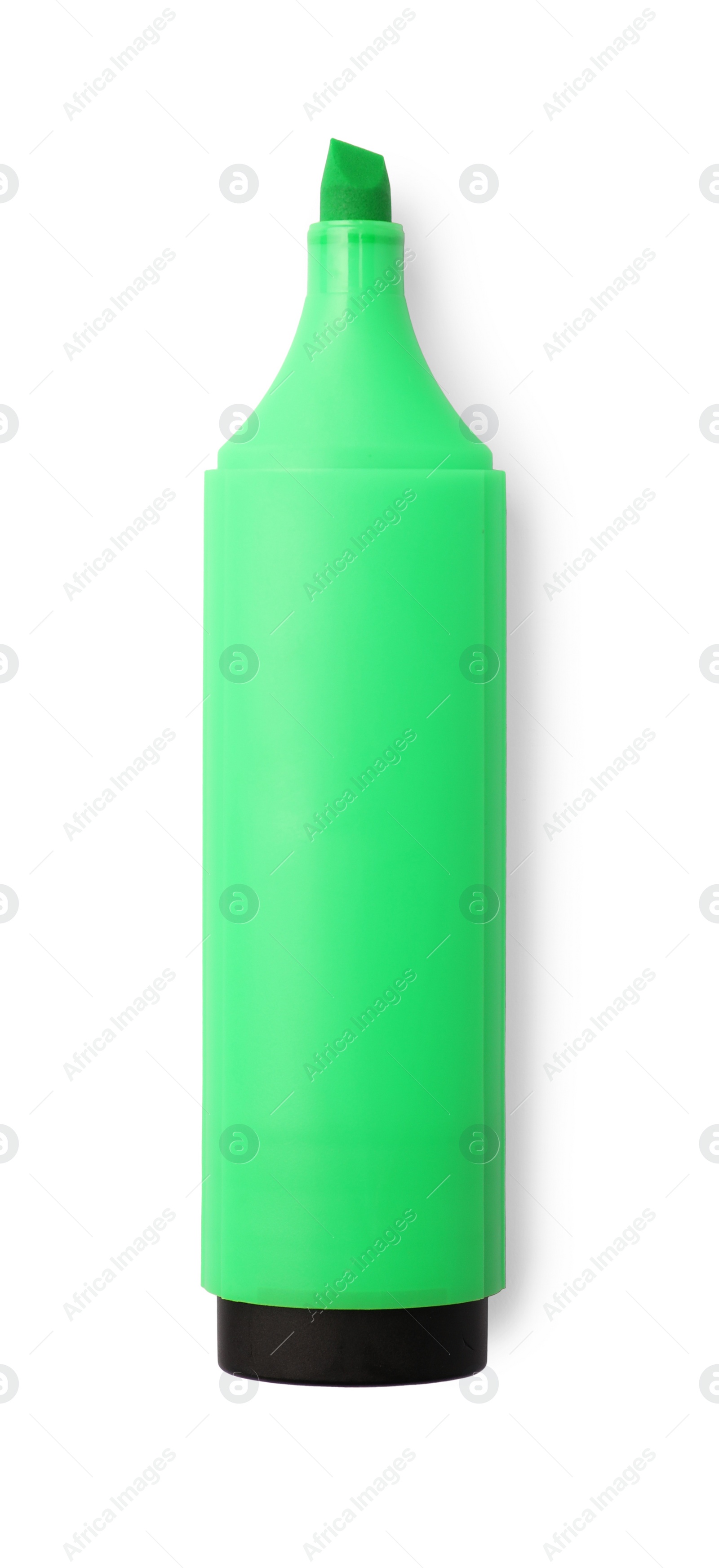 Photo of Bright green marker isolated on white, top view