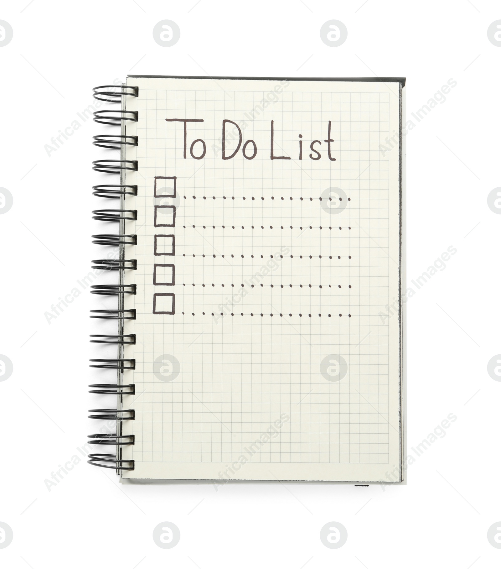 Photo of Notepad with unfilled To Do list and checkboxes on white background