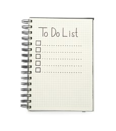 Notepad with unfilled To Do list and checkboxes on white background