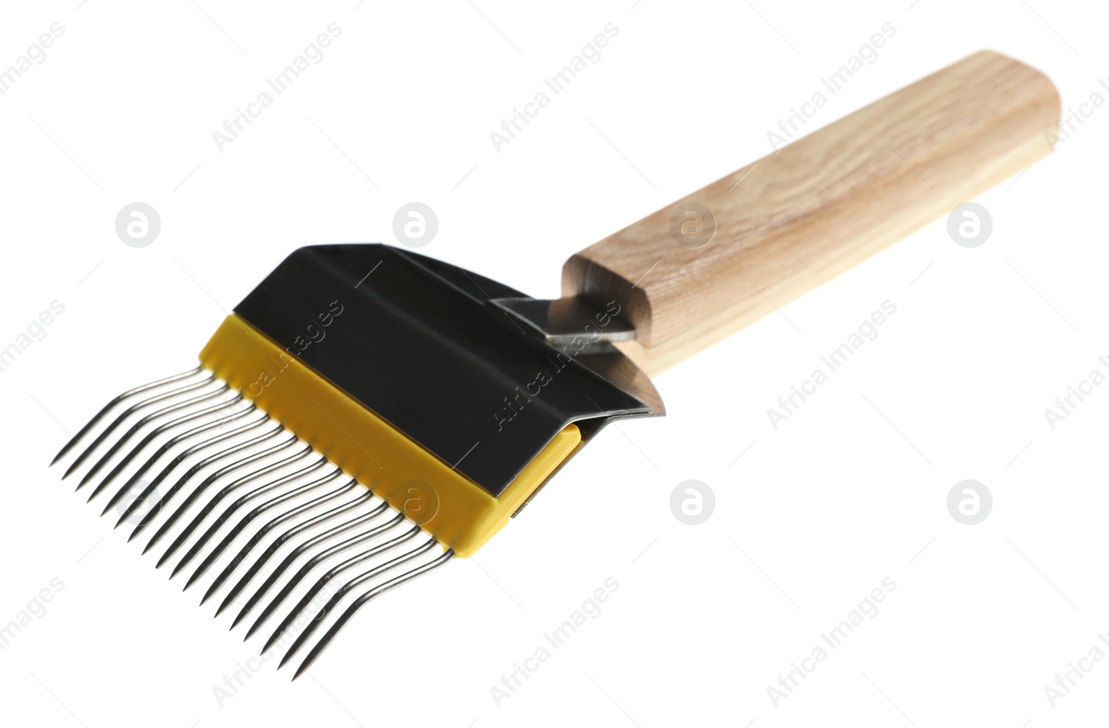 Photo of Uncapping fork isolated on white. Beekeeping tool