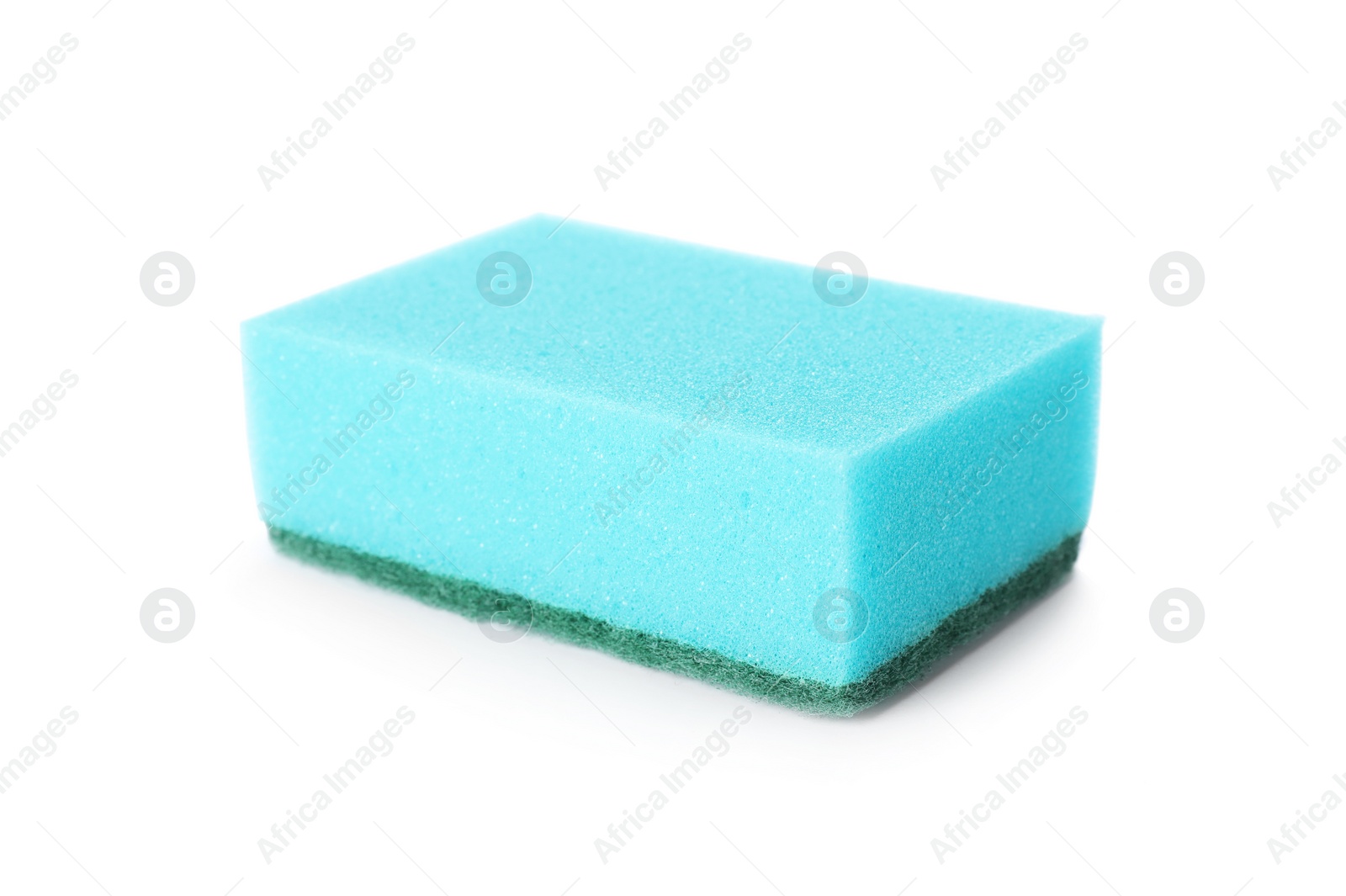 Photo of Cleaning sponge for dish washing on white background