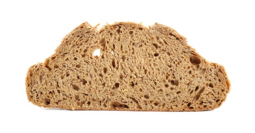 Photo of Slice of freshly baked sourdough bread isolated on white