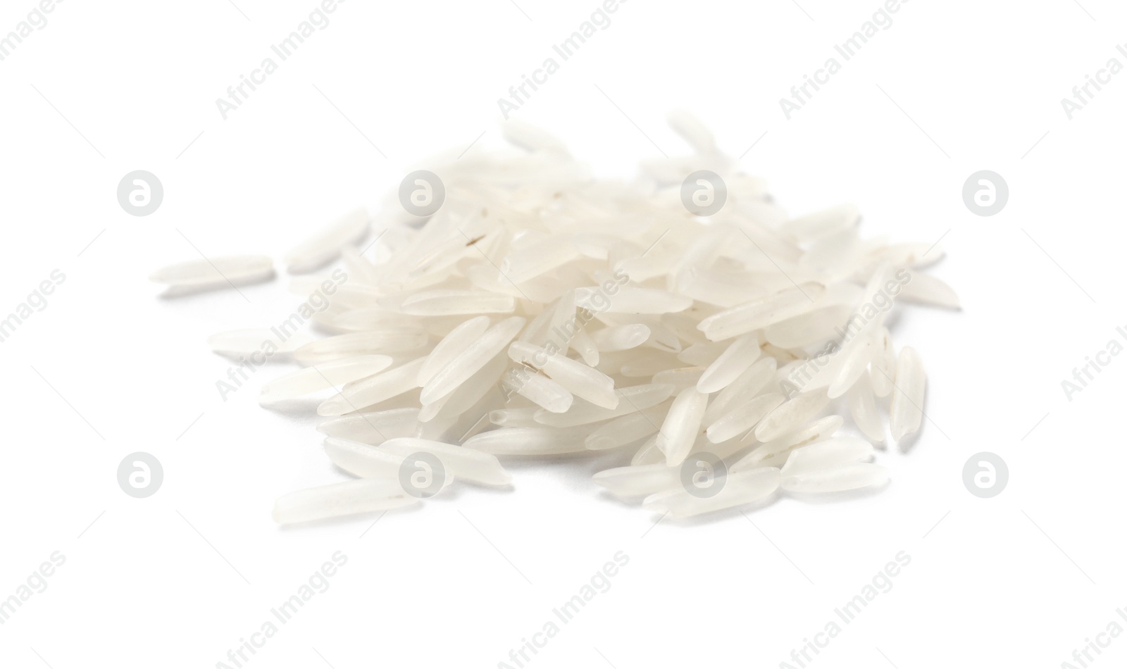 Photo of Pile of raw basmati rice isolated on white