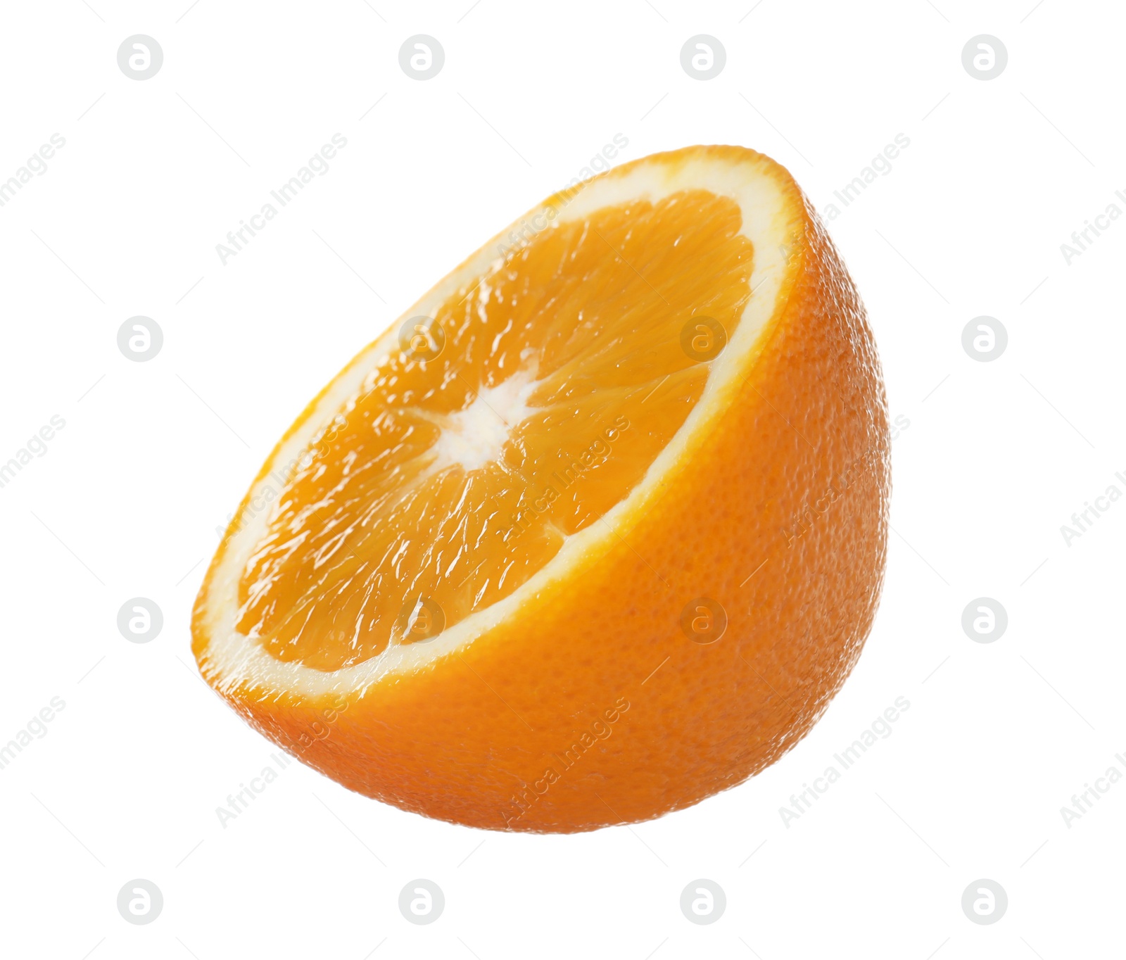 Photo of Half of ripe orange isolated on white